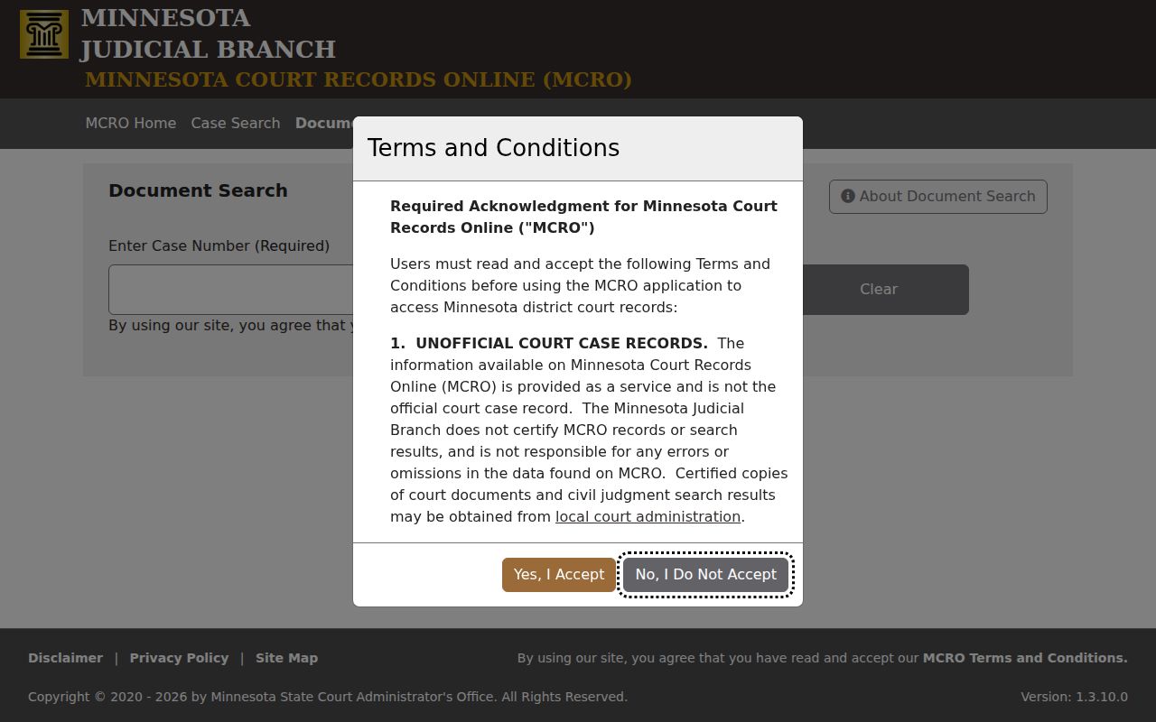 Lac Qui Parle civil docket MCRO document search