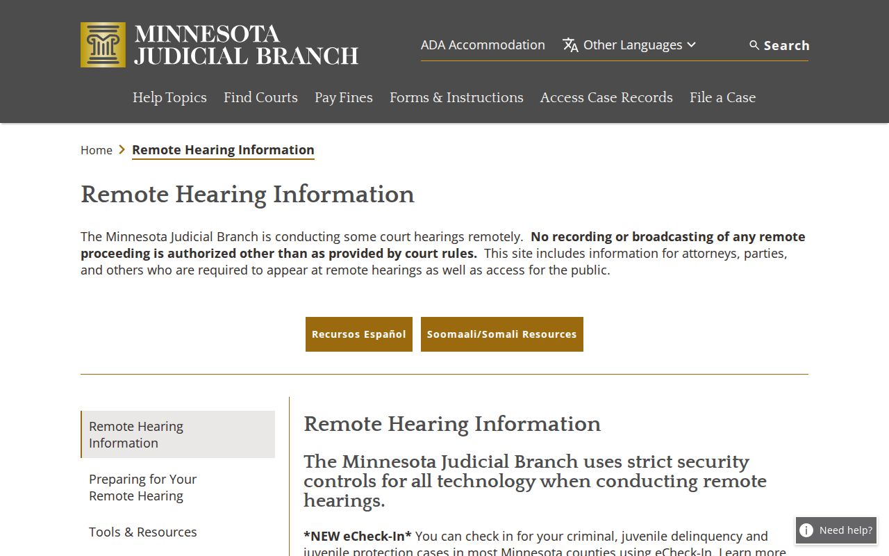 Lac Qui Parle court dates remote hearing guidance