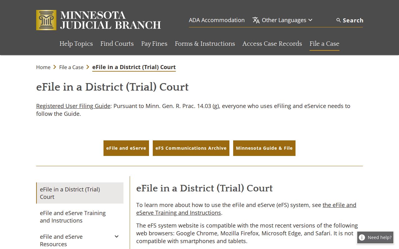 Lac Qui Parle court record eFile and eServe source