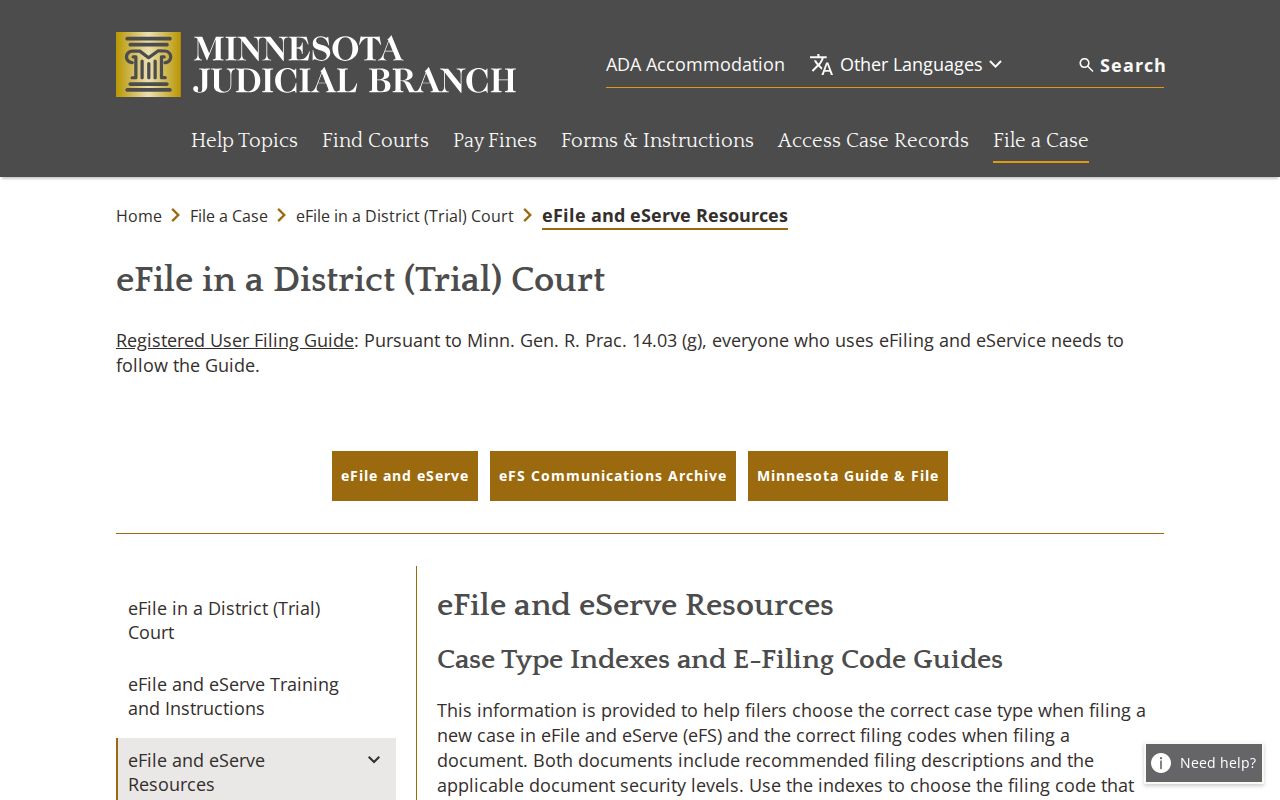 Lac Qui Parle court record eFS resources