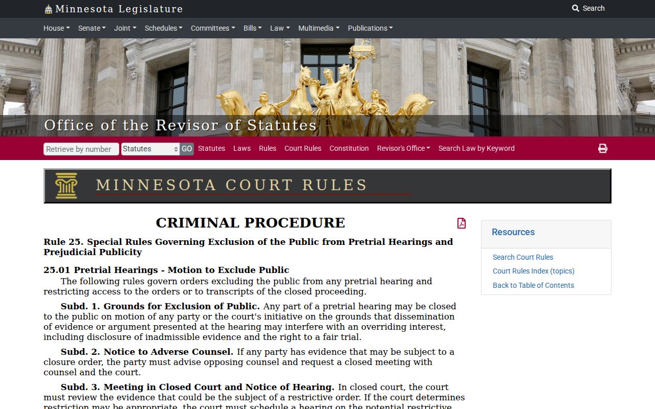 Lac Qui Parle criminal docket closure rule