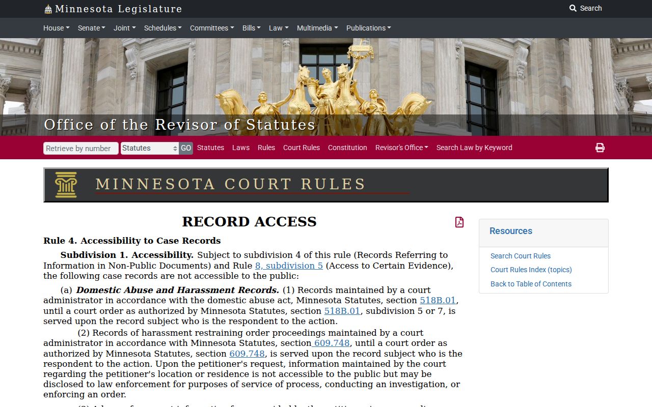 Lac Qui Parle criminal docket public access rule