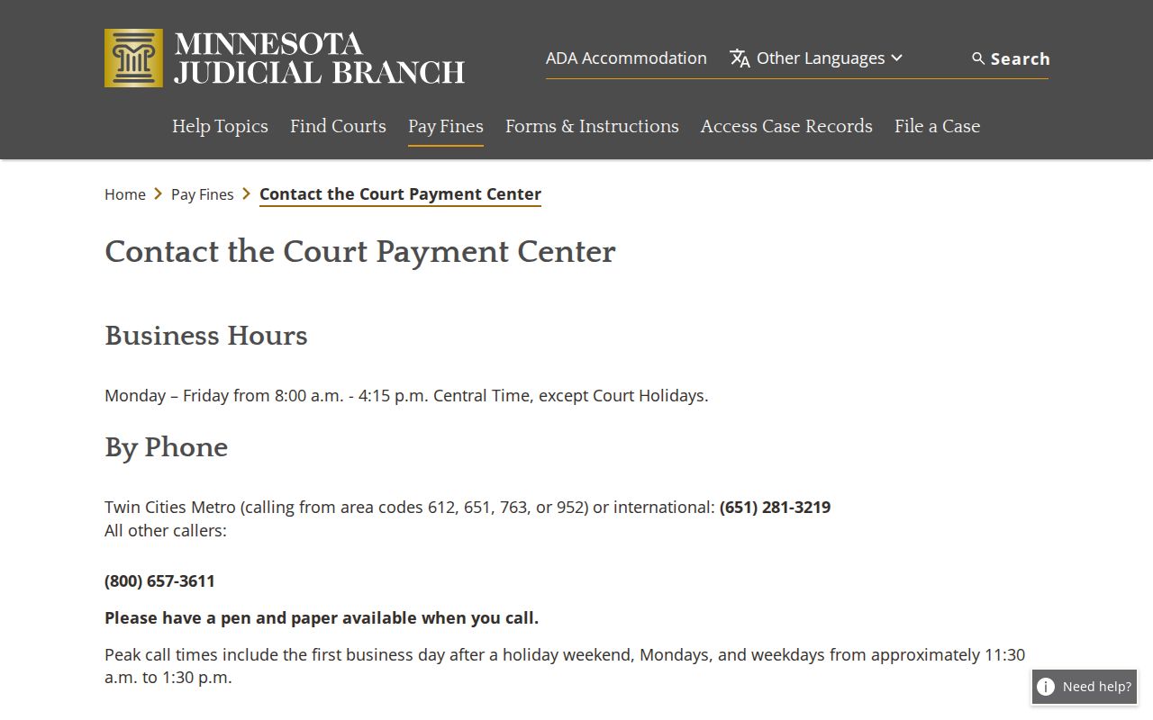 Lac Qui Parle traffic tickets Court Payment Center contact